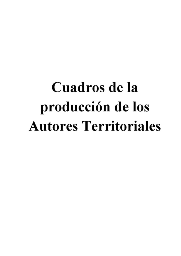 Cuadros de la producción de los Autores Territoriales